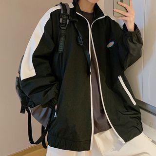 Color Block Sleeve Zip Jacket