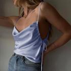 Drawstring Cowl-neck Cropped Camisole Top