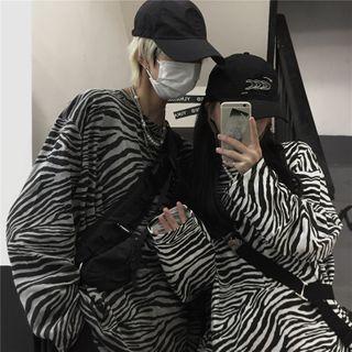 Couple Matching Long-sleeve Zebra Print T-shirt