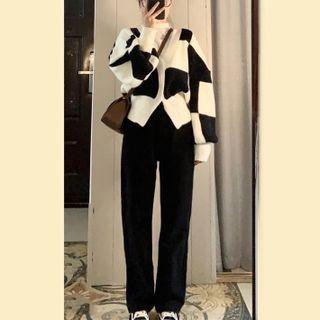 Two Tone Cardigan / Pants / Set