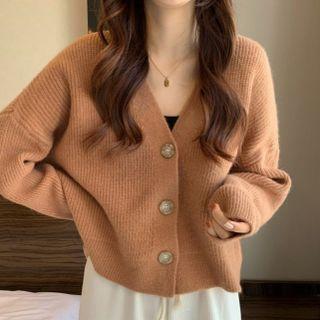 Long-sleeve V-neck Single Breasted Cardigan