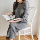 Drop-shoulder Rib-knit Dress