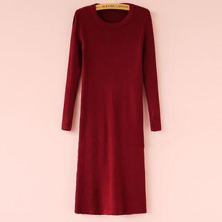 Long-sleeve Knit Maxi Dress