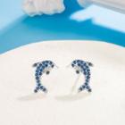 Dolphin Rhinestone Alloy Earring 1 Pair - Stud Earring - Dolphin - Blue - One Size