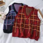 Loose-fit Checker Knit Vest