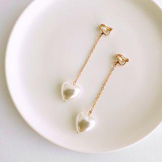 Faux Pearl Drop Clip-on Earring 3068 - White Pearl - Gold - One Size