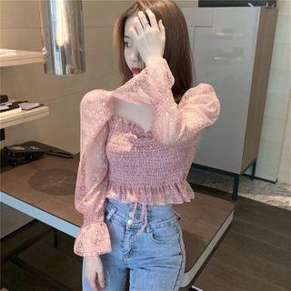 Bell-sleeve Ruffled Lace Blouse