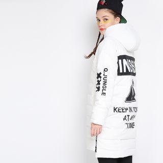 Letter Hooded Down Coat
