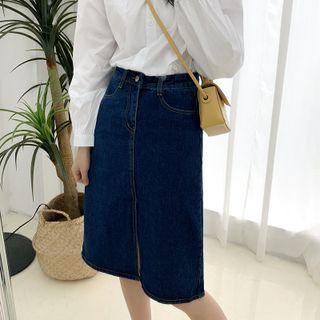 High-waist A-line Demin Skirt