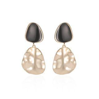Disc Ear Stud 1 Pair - Black - One Size