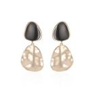 Disc Ear Stud 1 Pair - Black - One Size
