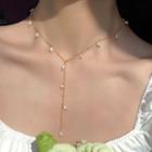 Faux Pearl Y Choker 0977a - Necklace - Peral - One Size