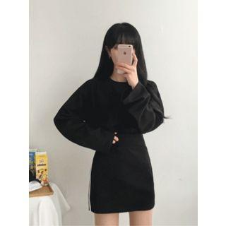 Band-waist Contrast-trim Mini Skirt