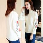 Mock-neck Embroidery Sweater