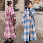 Plaid Color Block Woolen Coat