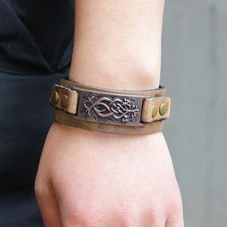 Genuine Leather Bracelet Bronze - One Size