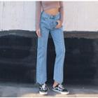 High-waist Asymmetric Straight-cut Jeans