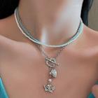 Heart Faux Crystal Faux Pearl Pendant Alloy Necklace Necklace - Silver - One Size
