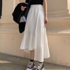 Midi Asymmetric Pleated Chiffon Skirt
