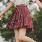 Short-sleeve Shirt / Mini A-line Pleated Skirt / Bow Tie /set