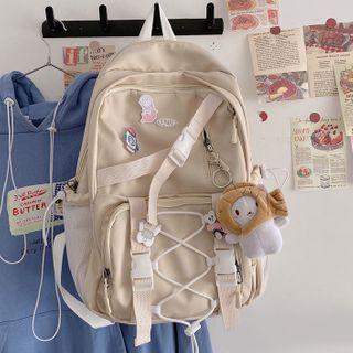 Drawstring Buckled Canvas Backpack