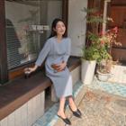 3/4-sleeve Midi Flare Dress