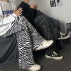 Wide-leg Zebra Print Pants