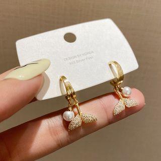 Mermaid Rhinestone Faux Pearl Alloy Fringed Earring E4341 - 1 Pair - 925 Silver - Gold - One Size