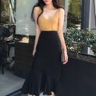 Sleeveless Plain Top/ Midi Mermaid Skirt