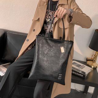 Faux Leather Shopper Bag Black - One Size