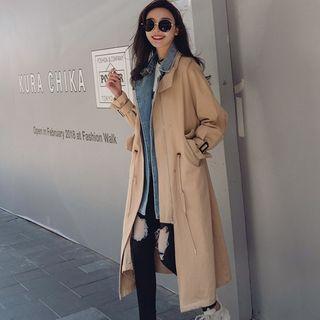 Mock Two-piece Zip Long Trench Coat