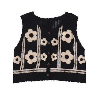 Floral Print Button-up Vest