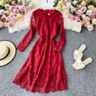 Slim-cut Long-sleeve Lace Maxi Dress