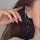 Flower Rhinestone Chained Earring