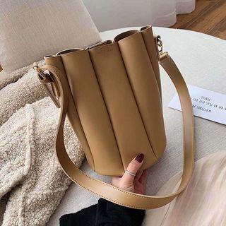 Faux Leather Stitched Bucket Bag
