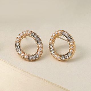 Beaded Disc Sterling Silver Ear Stud