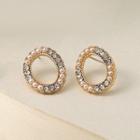 Beaded Disc Sterling Silver Ear Stud