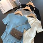 Asymmetric Plain Short Sleeve T-shirt