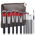 Set Of 11: Makeup Brushes With Pouch