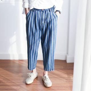 Pinstripe Tapered Jeans
