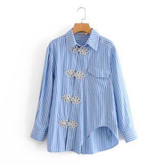 Striped Frog-buttoned Shirt
