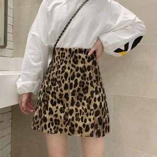Leopard Print A-line Skort