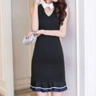 Cut Out Front Collared Sleeveless Dress