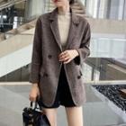 Double-breasted Plaid Woolen Blazer