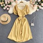 Cutout Open-back Short-sleeve Dress