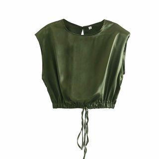 Sleeveless Drawstring-cuff Top