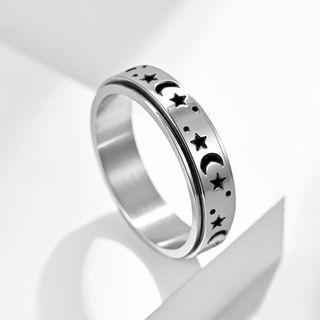 Moon & Star Spinner Stainless Steel Ring