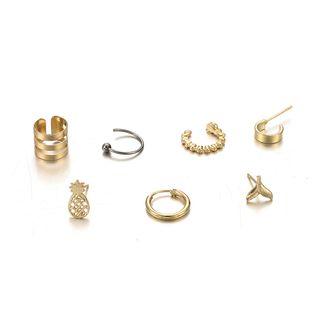 Set Of 7: Rhinestone / Pineapple / Whale Tail Earring (assorted Designs) 7pcs - E01208 - One Size