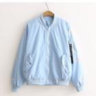 Leaf Print Bomber Jacket