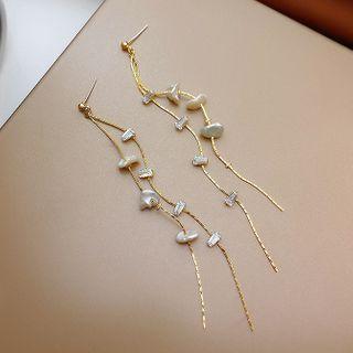 Embellished Threader Ear Stud 1 Pair - Gold - One Size